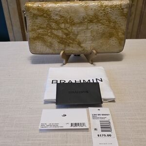 Brahmin SKYLER Yellow-Gold & Creme NWT Unused Croc-Embossed Wallet
